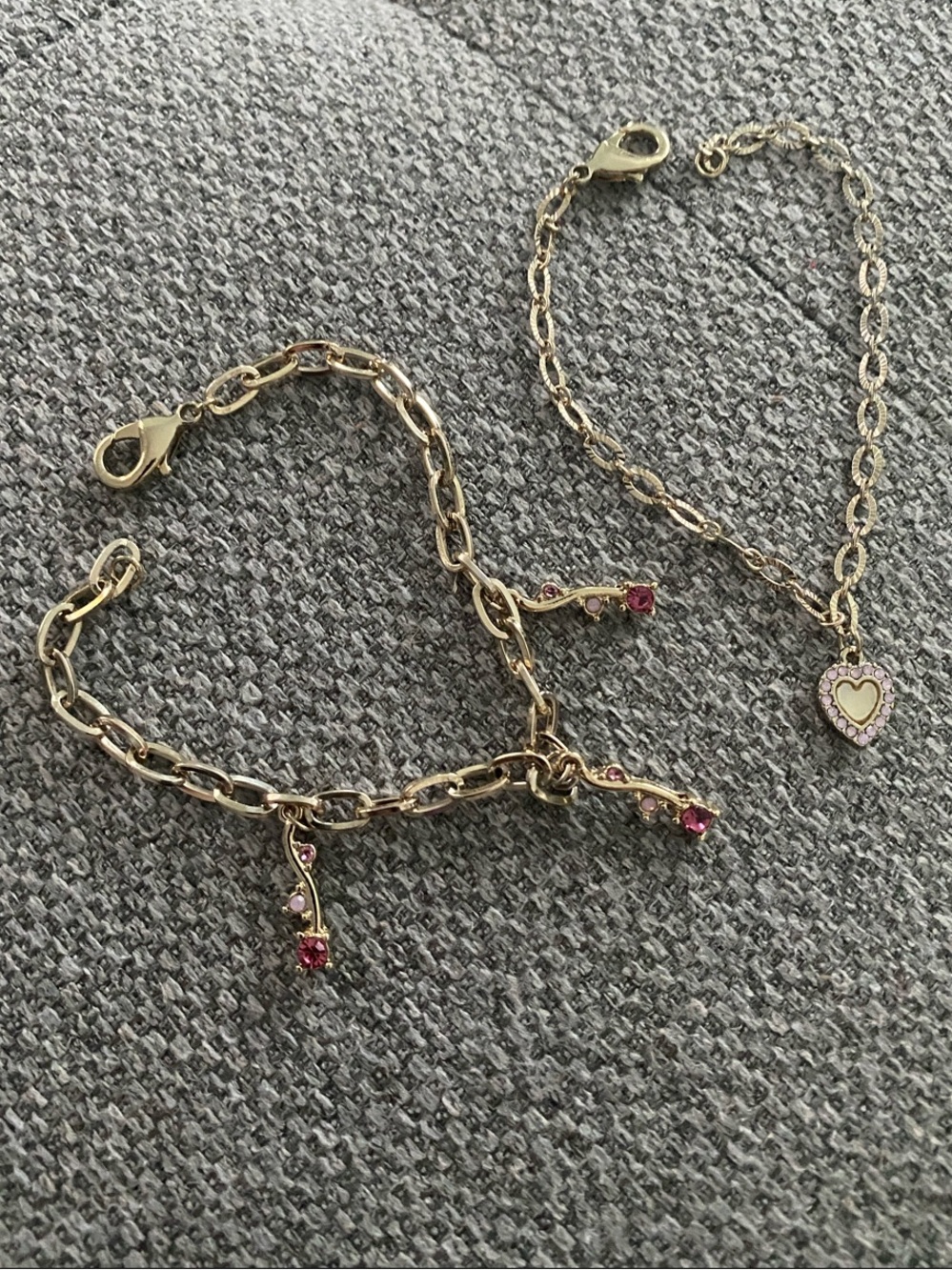 Gold-Tone Heart & Ruby Charm Chain Bracelets - Women Jewelry